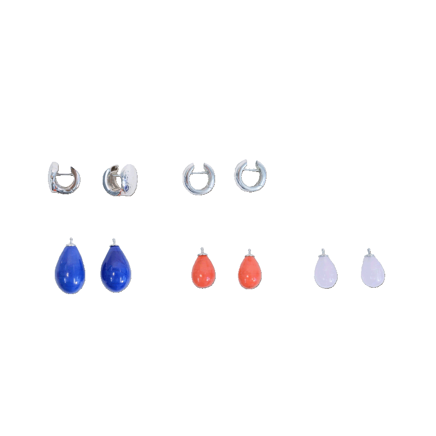 Produktabbildung 1 Creolen-Set „Silber-Flieder-Lachs-Blau"