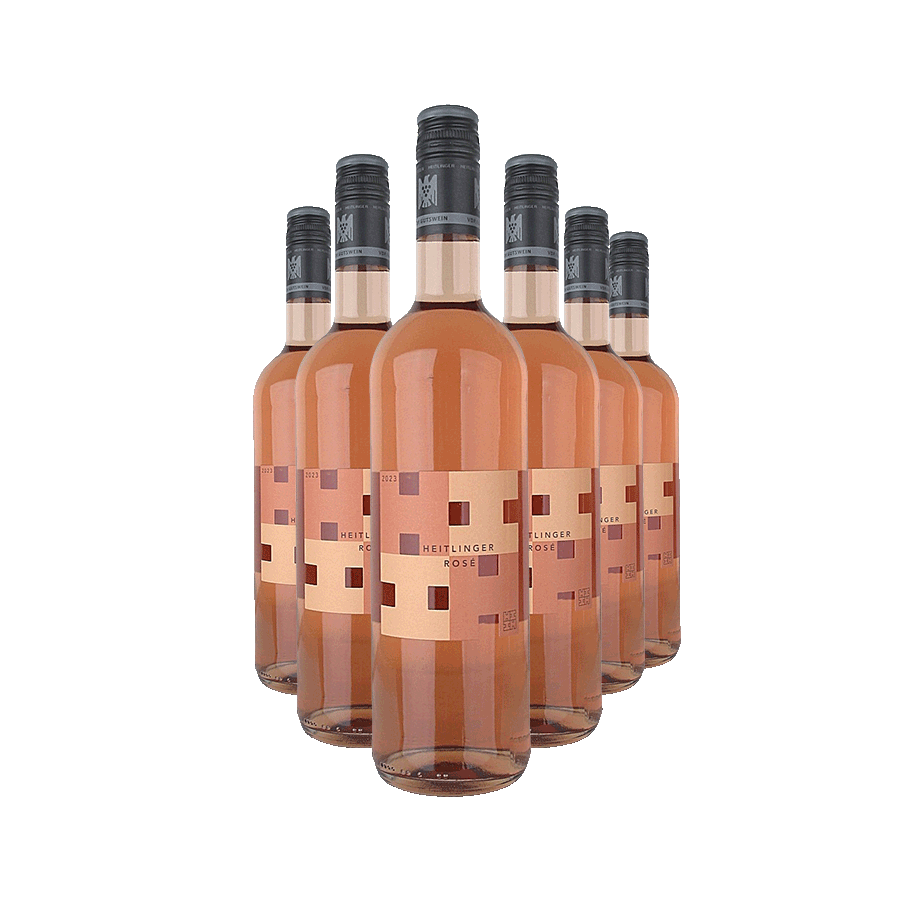 Produktabbildung: 6 Flaschen "Heitlinger Bio Rose" 6 Flaschen vor weißem Hintergrund
