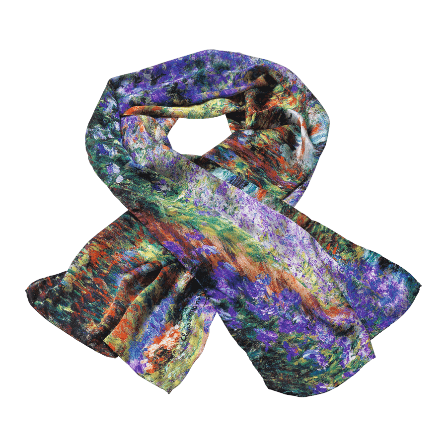 Produktabbildung 1 Seidenschal „Irisbeet in Monets Garten“