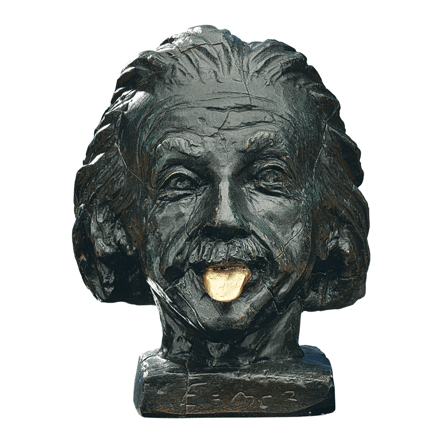 Produktabbildung 1 „Einstein-Kopf mit goldener Zunge“