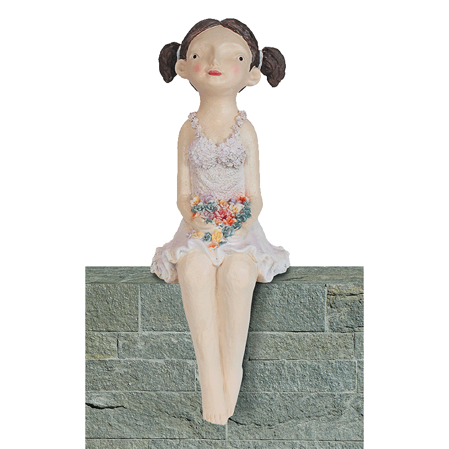 Produktabbildung 1 Gartenskulptur „Kantenhocker-Blumenmädchen“