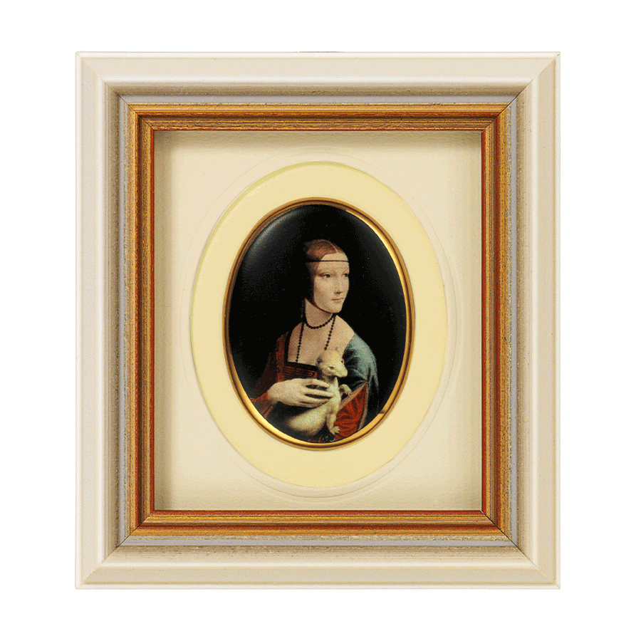 Produktabbildung 1 Miniatur-Porzellanbild „Dame mit Hermelin“ (1488-90)