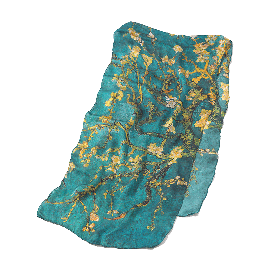 Produktabbildung 1 Seidenschal „Blühende Mandelbaumzweige“