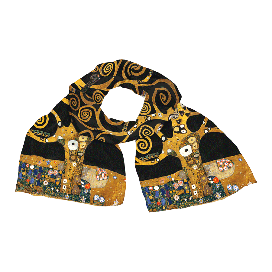 Produktabbildung 1 Seidenschal „Lebensbaum“, schwarze Version