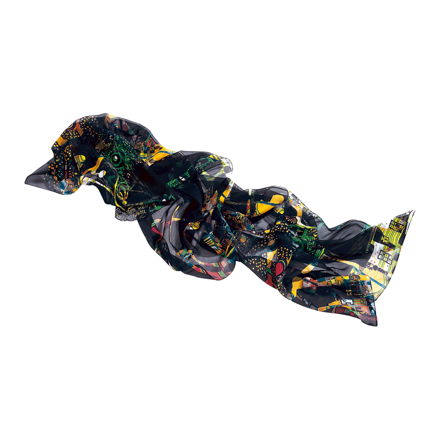 Produktabbildung 1 Seidenschal „Dunkelbunt“