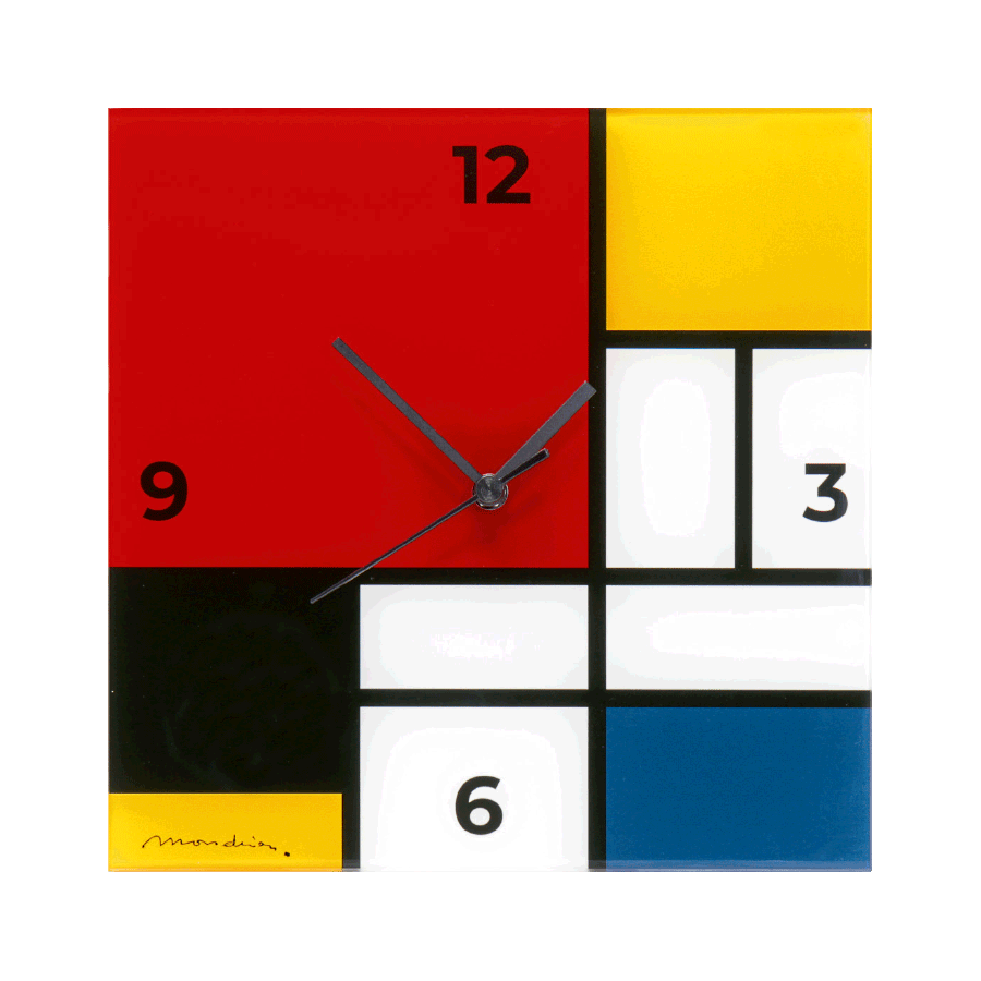 Produktabbildung 1 Wanduhr „Komposition in Rot, Blau, Gelb und Schwarz“