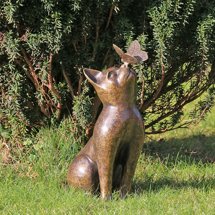 Produktabbildung 2 Gartenskulptur „Katze mit Schmetterling“