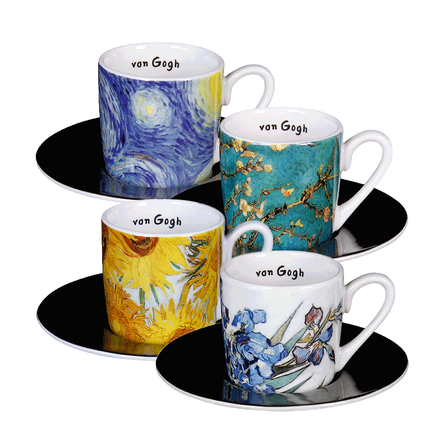 4-tlg. Espressotassen-Set nach Vincent van Gogh