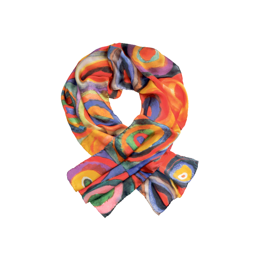 Produktabbildung 3 Seidenschal und Stockschirm „Farbstudie Quadrate“ im Set