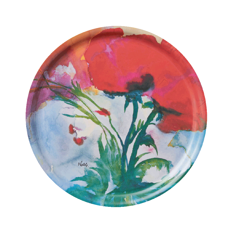 Holztablett „Mohn“