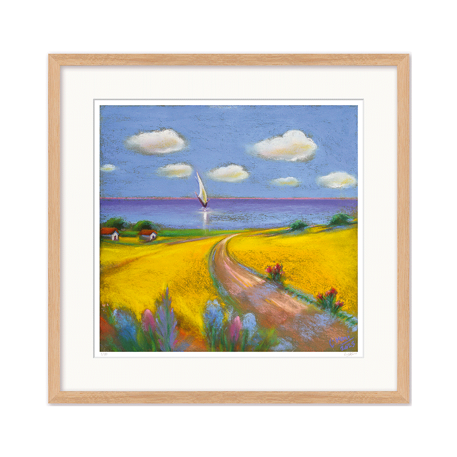 Produktabbildung: 1 „Sonniges Ahrenshoop“ (2025) naturfarbene Rahmung