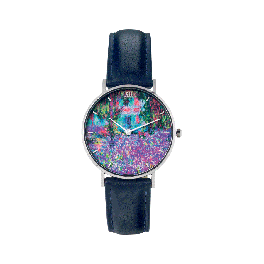 Produktabbildung: Künstler-Armbanduhr „Monet - Irisbeet in Monets Garten“