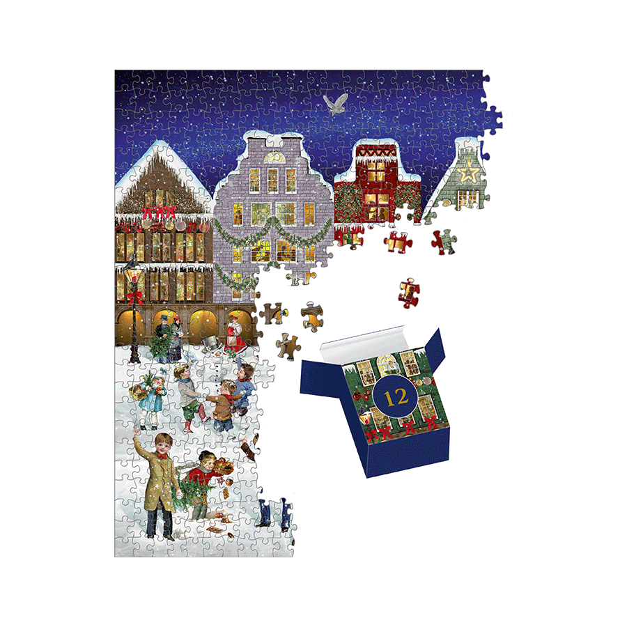 Puzzle-Adventskalender - Winterabend in der Stadt