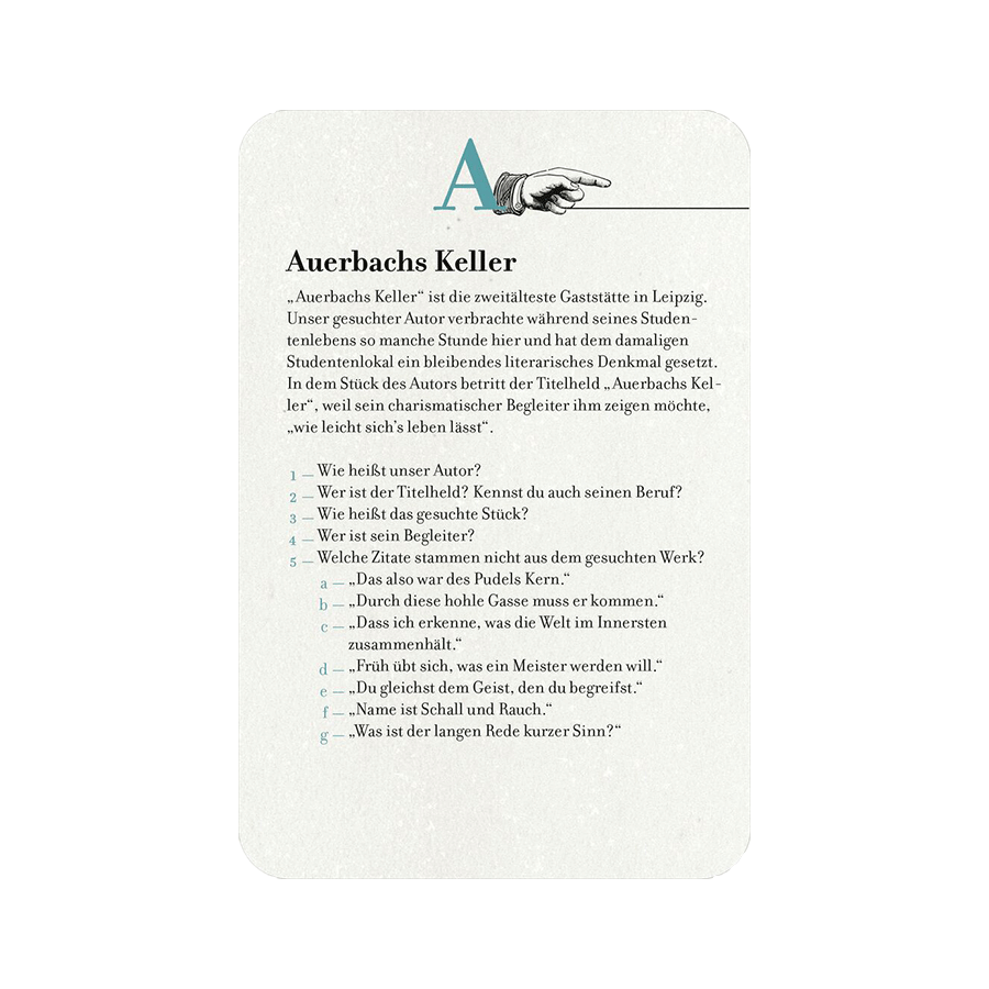 Produktabbildung: Beispielfragen von Das große Literaturquiz von A bis Z