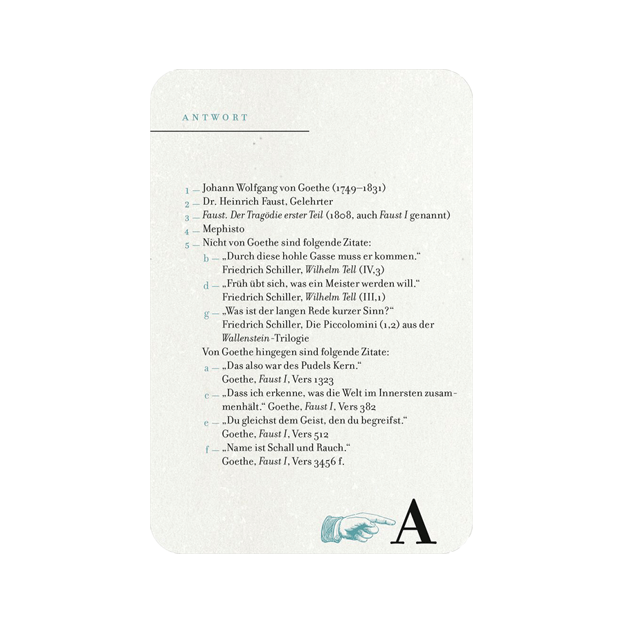 Produktabbildung: Beispielantworten von Das große Literaturquiz von A bis Z