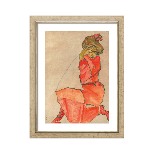 „Kniende in orange-rotem Kleid“ (1910)