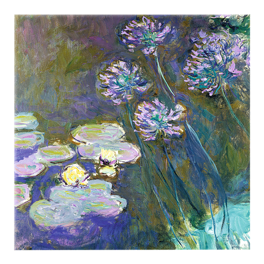 Wandobjekt „Gelbe Seerosen und Agapanthus“
