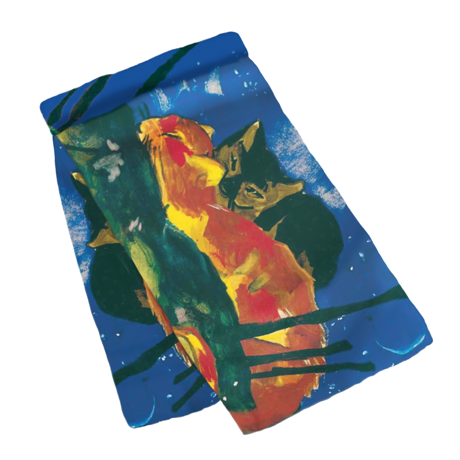 Produktabbildung: Seidenschal „Zwei Katzen“