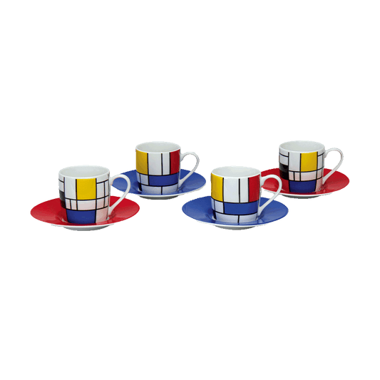 4-tlg. Espressotassen-Set nach Mondrian