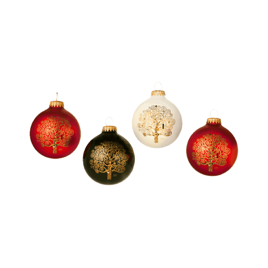 Weihnachtsbaumkugeln „Lebensbaum“ 4er Set