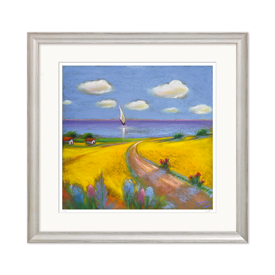 Produktabbildung: 1 „Sonniges Ahrenshoop“ (2025) silberfarbene Rahmung