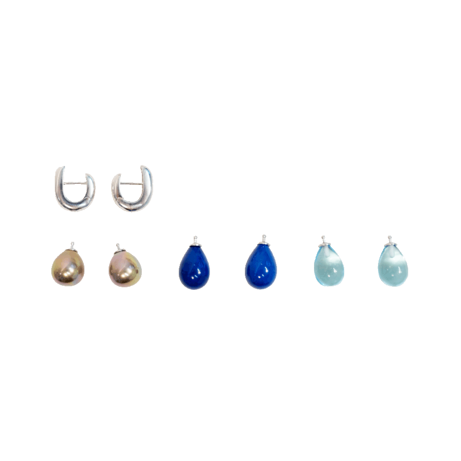 Creolen-Set „Silber-Aqua-Blau-Bronze"