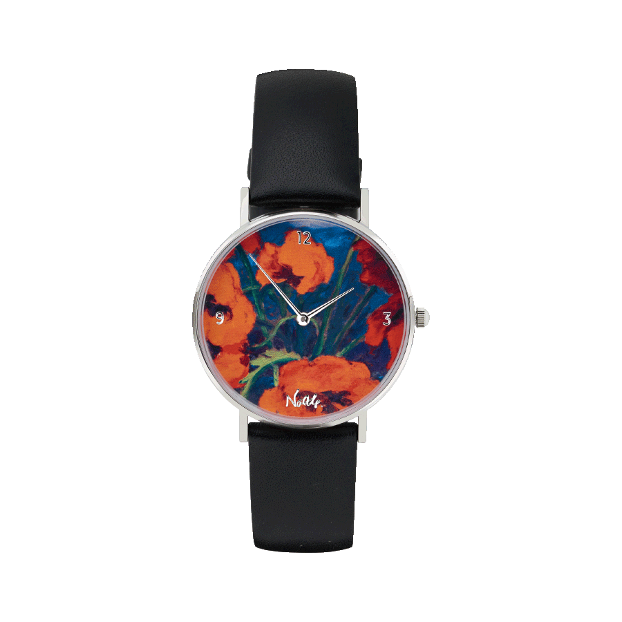 Künstler-Armbanduhr „Großer Mohn (rot, rot, rot)“