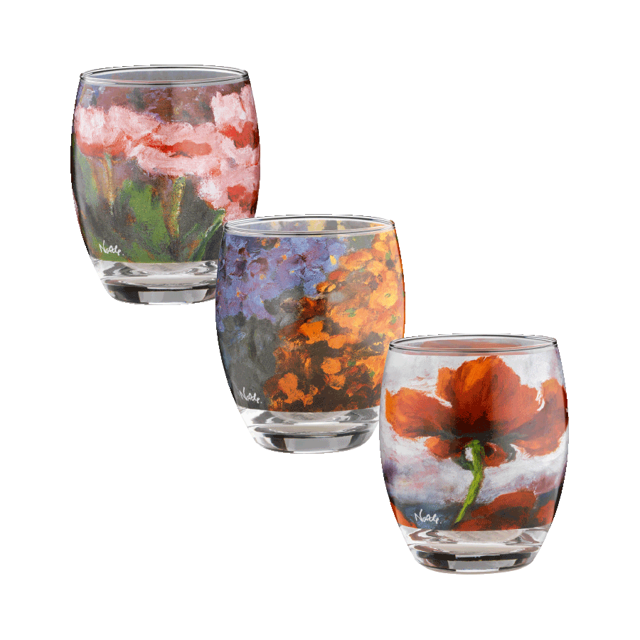 3-teiliges Teelichtergläser-Set „Blumen“
