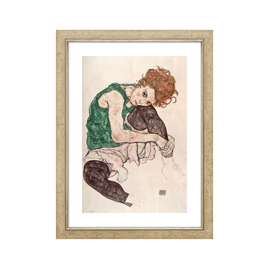„Sitzende Frau mit hochgezogenem Knie“ (1917)